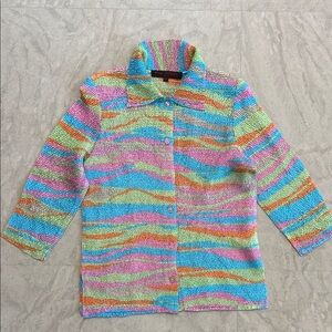 Vintage pleats Colorful Button-Up Jacket S